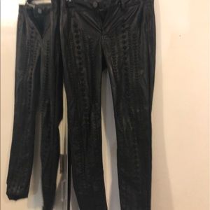 Black lace leather pants